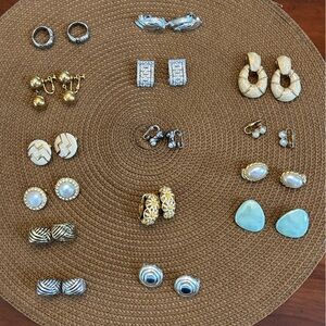 Assorted Vintage Earrings Collection 15 pair Monet Napier Coro Whiting Davis